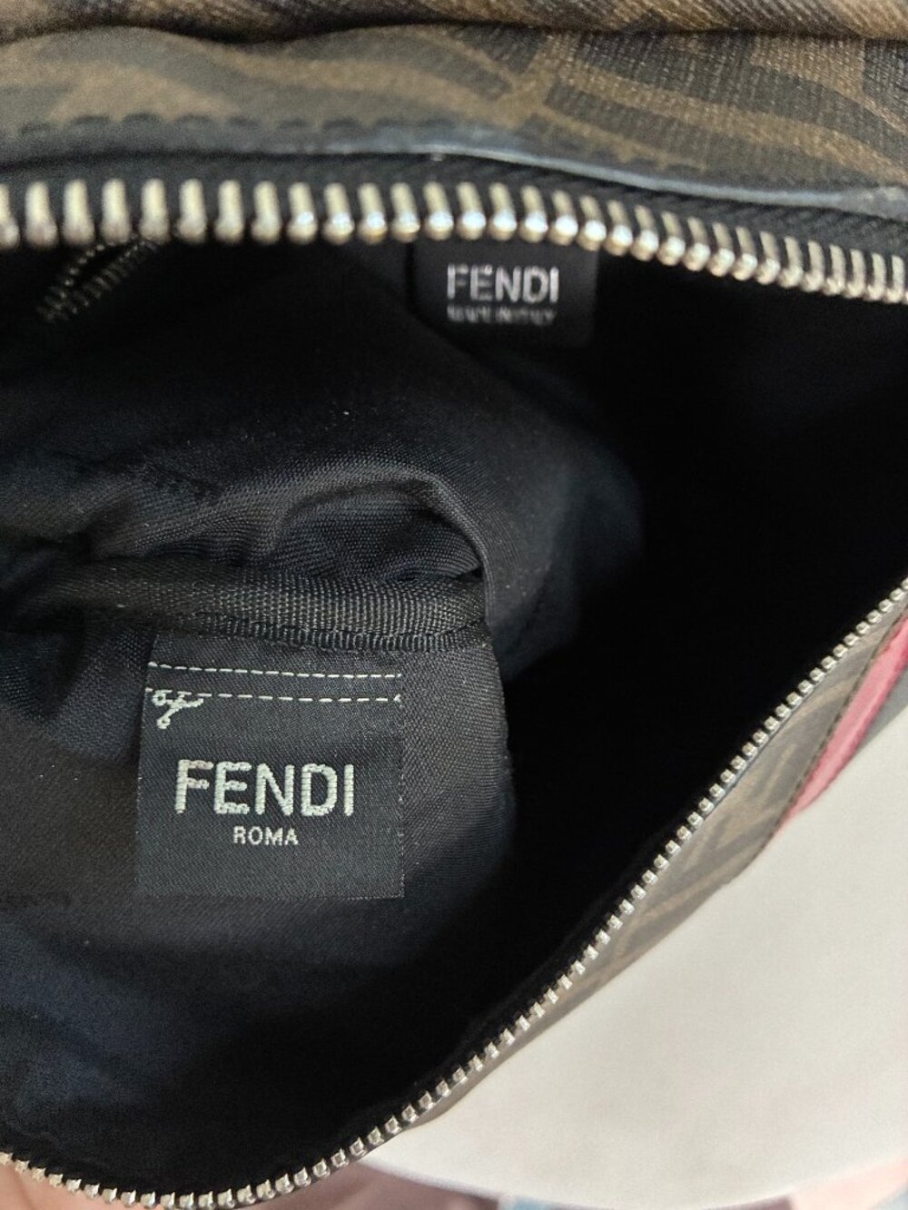 Fendi Belt Bag Zucca FF Monogram Brown Black Leather Waist Crossbody - Picture 11 of 12